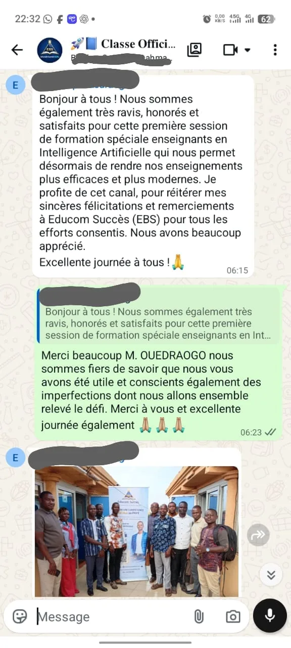 Capture WhatsApp : témoignage d’un enseignant après la formation IA