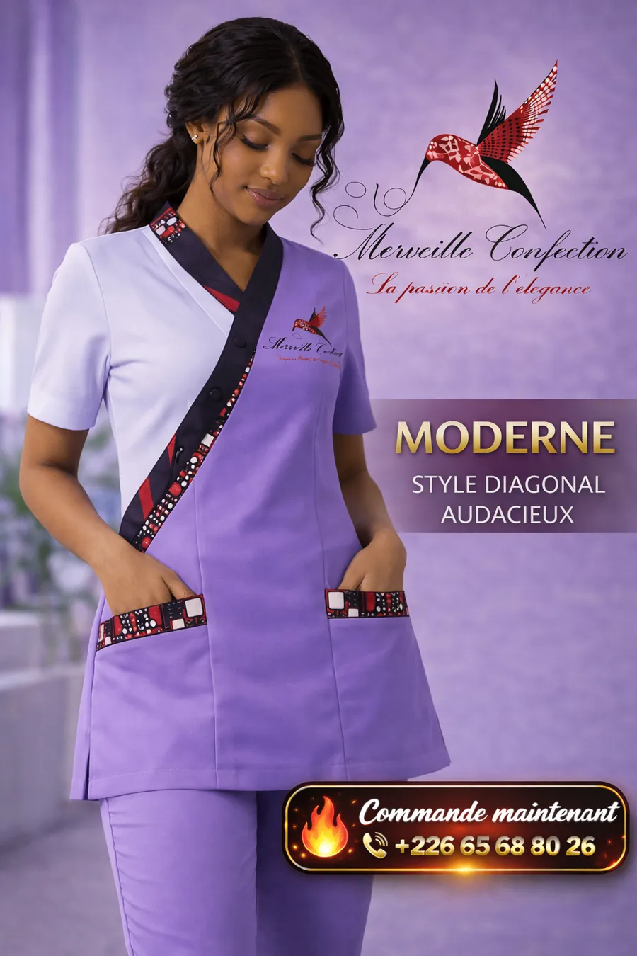Affiche moderne d’une tenue professionnelle générée par IA
