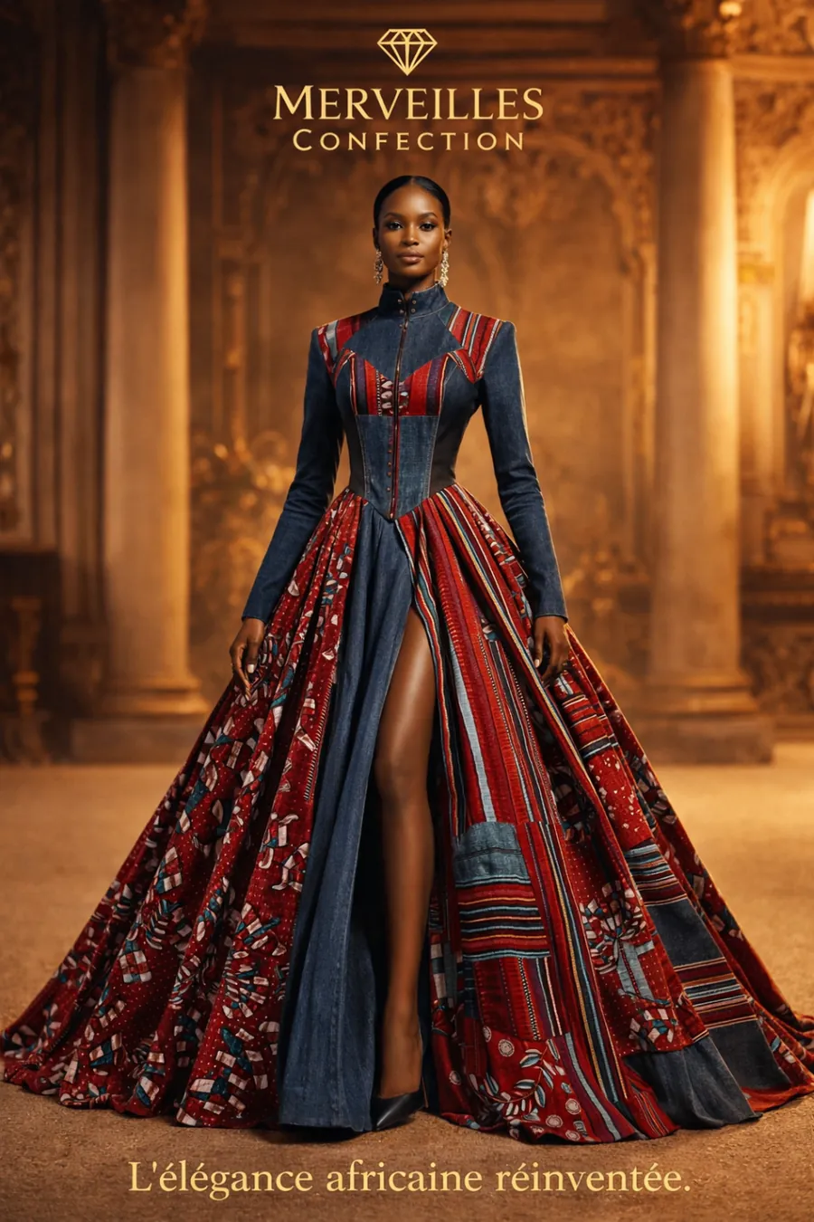 Robe africaine mise en valeur par un visuel généré par IA